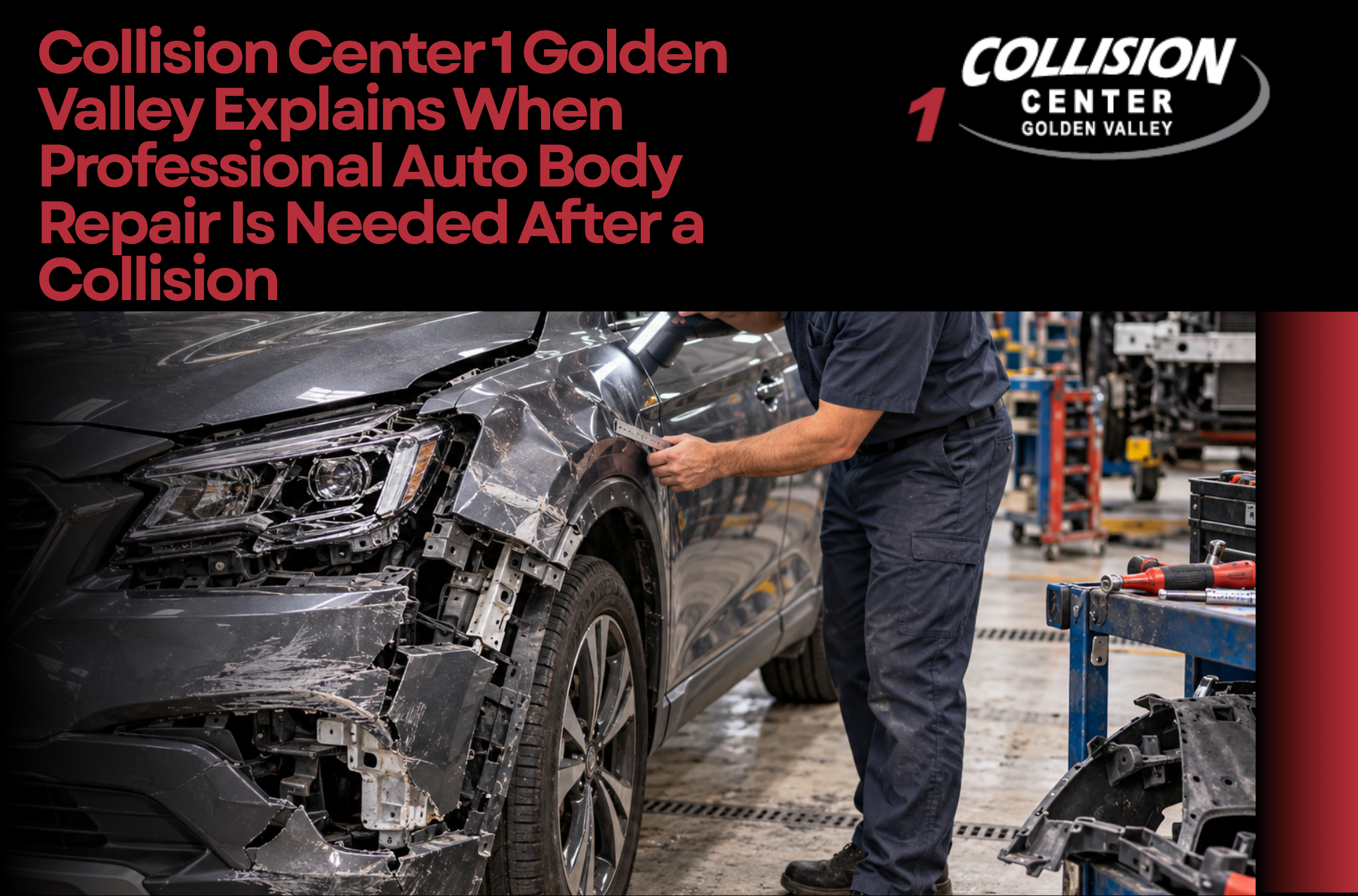 Auto body repair after a collision in Golden Valley